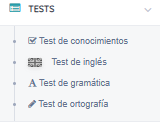Menú específico de test de Guardia Civil