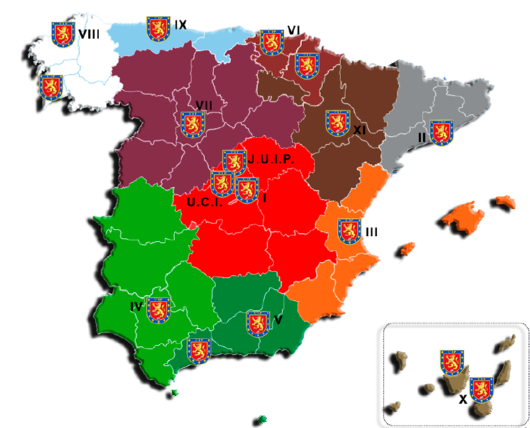Mapa de distribución de las UIP en España